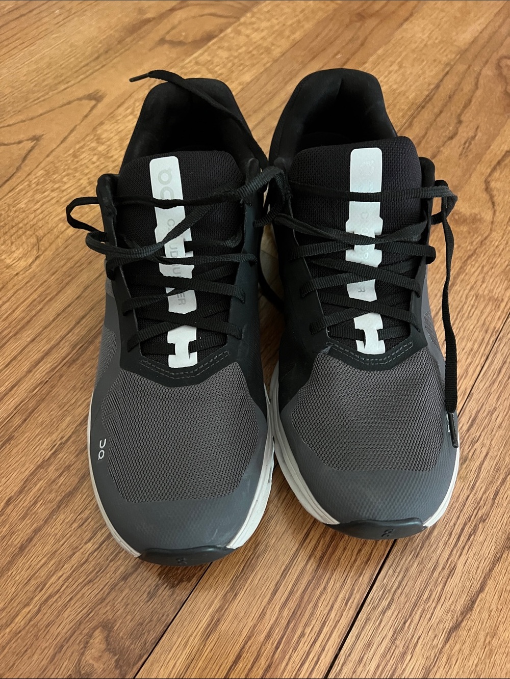 On Running Gray and Black Cloudsurfer Running Sneakers